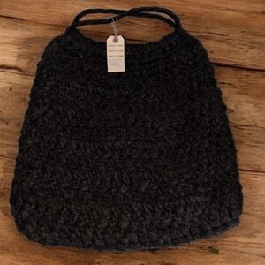 Handcrafted Black Knit Bag